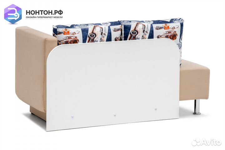 Кушетка еврокнижка Леон бежевая / синяя