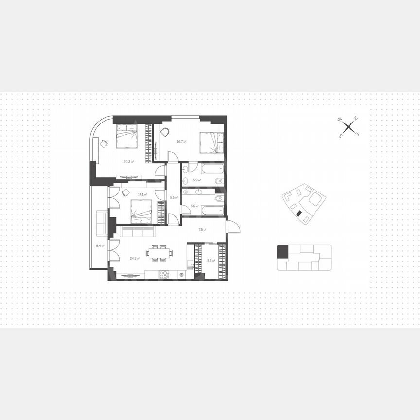 4-к. квартира, 114 м², 2/23 эт.