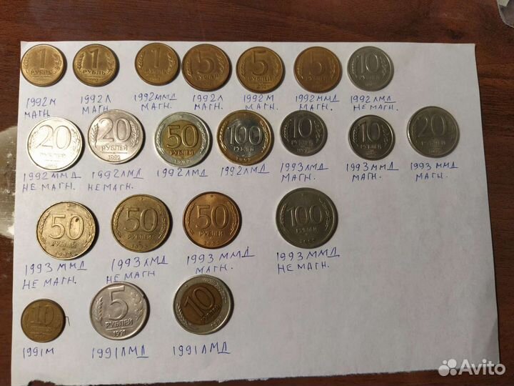 Монеты периода 1991г по 1993годы