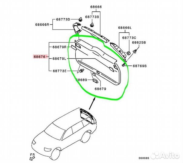 Обшивка двери багажника Mitsubishi Pajero Sport KG