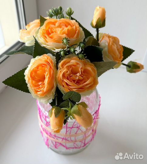 Искусственные цветы - оранжевые розочки