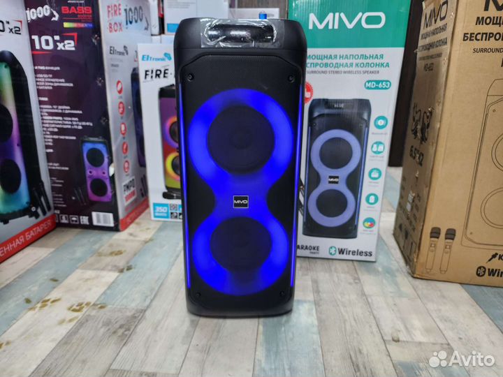 Колонка портативная 120 Ватт Mivo 653 микрофон 2шт