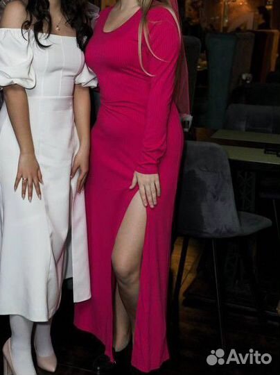 Платье длинное фуксия 46 размер