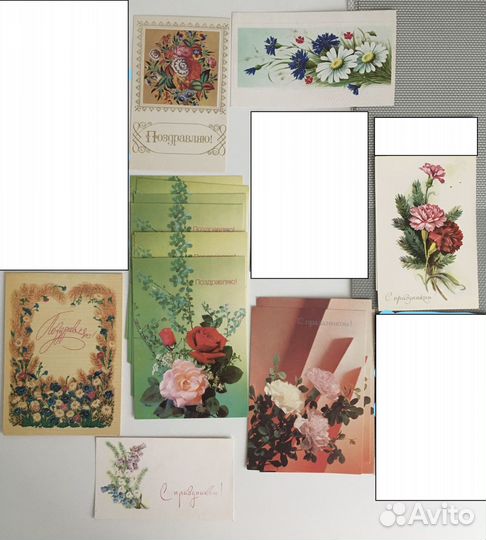 Открытки СССР чистые 8 марта розы и прочее