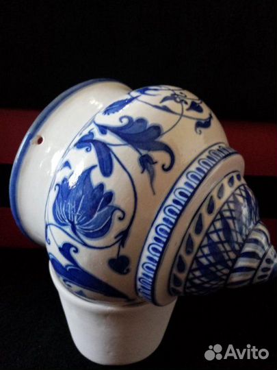 Подвесное кашпо с горшком, керамика роспись гжель