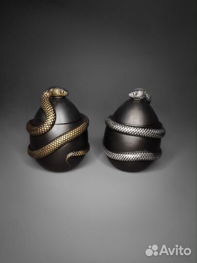 Шкатулка декоративная, подсвечник, яйцо со змеёй