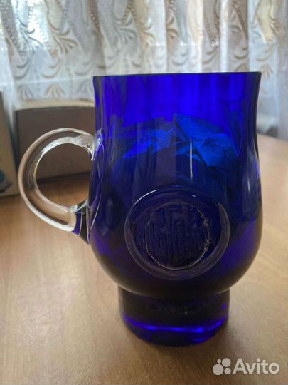 Ваза- кружка из синего стекла СССР