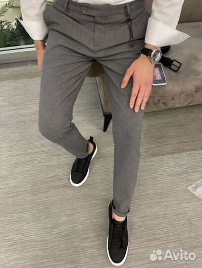 Брюки классические зауженные серые