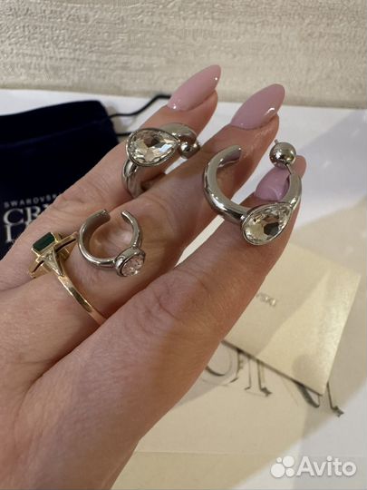 Серьги с каффом комплект Swarovski Dextera