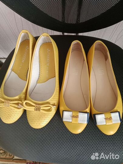 Балетки loriblu- 37,5 жёлтые и 39 горчишные,кожа