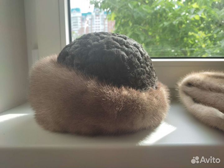 Шапка женская норковая и воротник, ретро