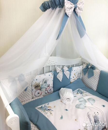 Бортики в кроватку и балдахин Lux качество