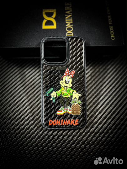 Карбоновый чехол iPhone 15 pro max Mickey mouse