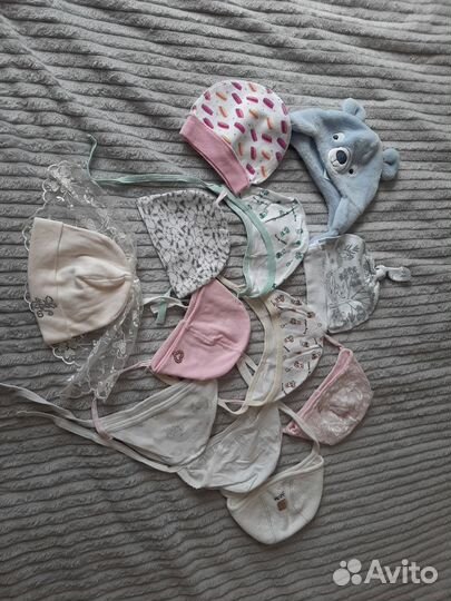 Вещи, шапочки для новорожденного, девочка/мальчик