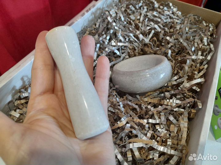 Ступка с пестиком из натурального мрамора