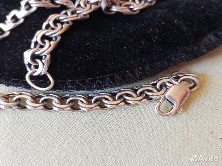 Мужская серебряная цепь бисмарк