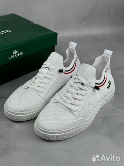 Мужские кеды Lacoste белые на лето