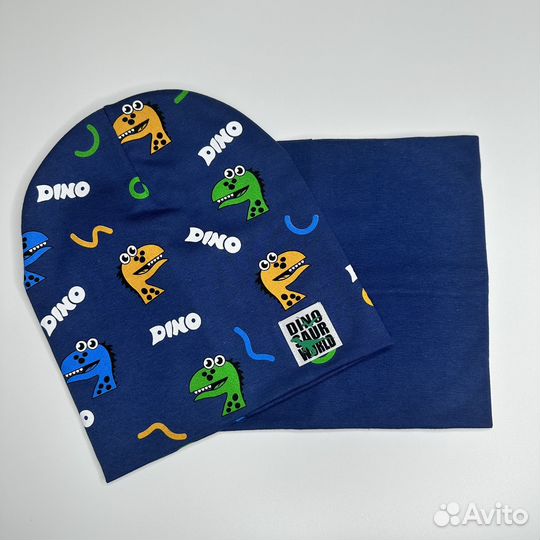 Шапка со снудом для мальчика dino