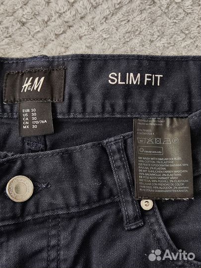 Штаны H&M, Slim Fit темно-синие