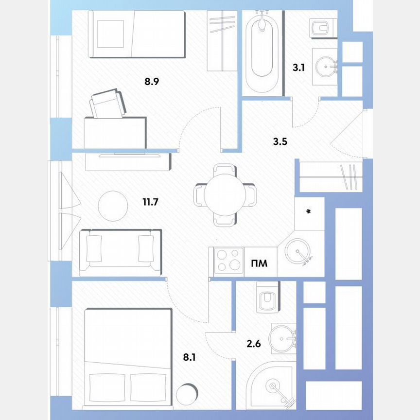 2-к. квартира, 37,9 м², 24/30 эт.