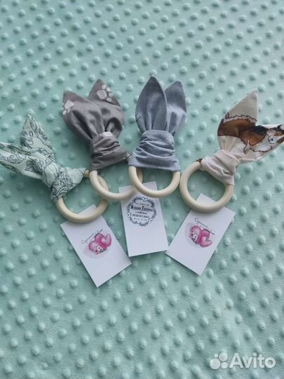 Игрушки прорезыватели, грызунок шуршащие ушки