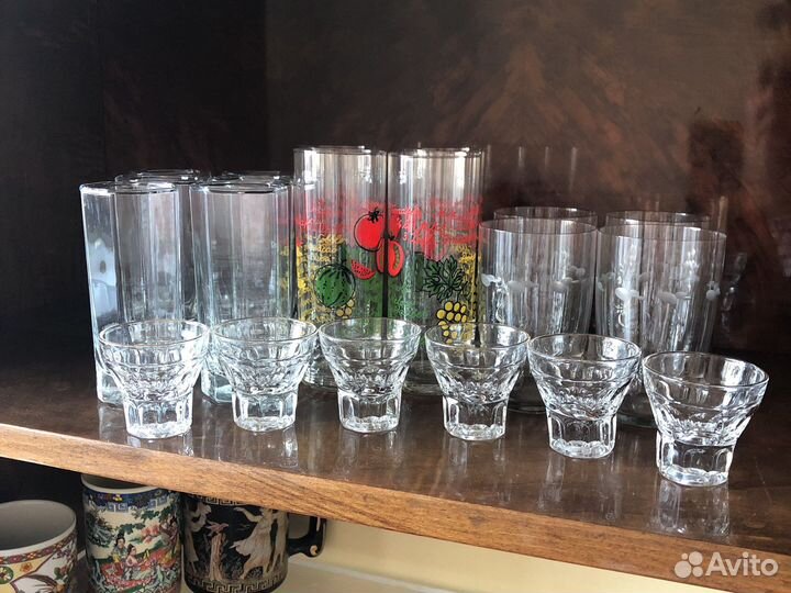 Набор из разных стаканов + 6 рюмок
