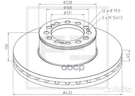 036.121-00A диск торм 432/131x45/130 12n-168-d