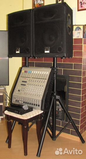 Колонки W15 1200W Микшер-Усилитель Микрофон Стойки