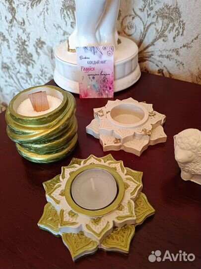 Изделия из гипса, подсвечник, свеча, подарок