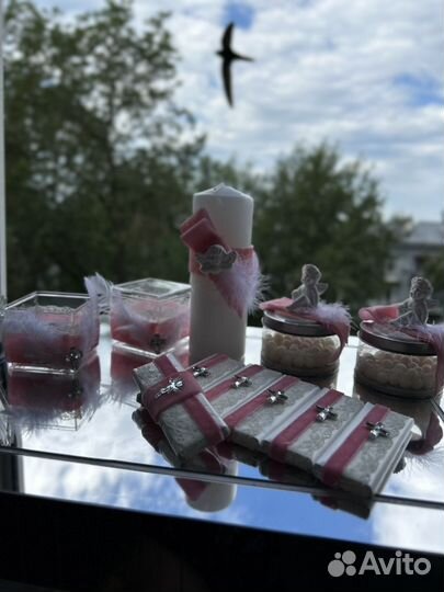 Крестильный набор для девочки свечи таросики