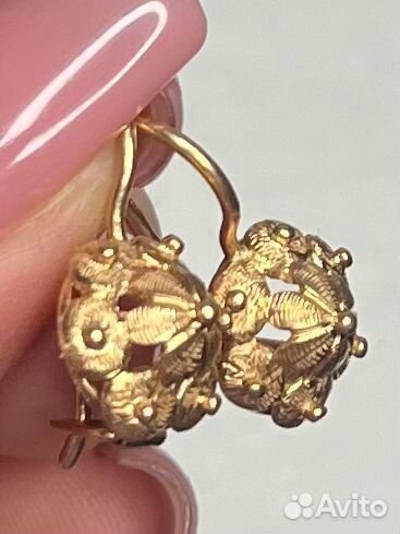Золотые серьги 583 проба
