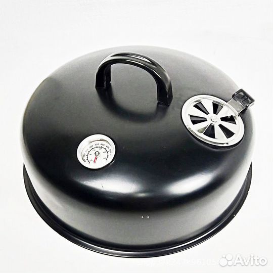 Круглый гриль - барбекю - коптильня 3 в 1, черный