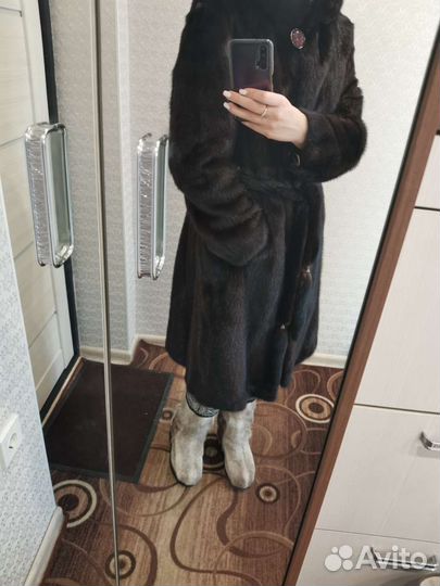 Шуба норковая с капюшоном