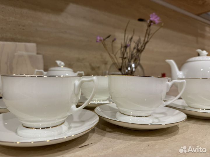 Новый сервиз Жемчужина Золотая лента, 14 предметов
