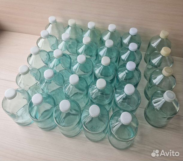 Бутыль бутылка химическая прозрачная 1л стеклянная