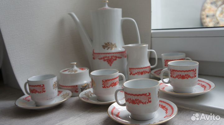 Богемский кофейный сервиз Чехословакия