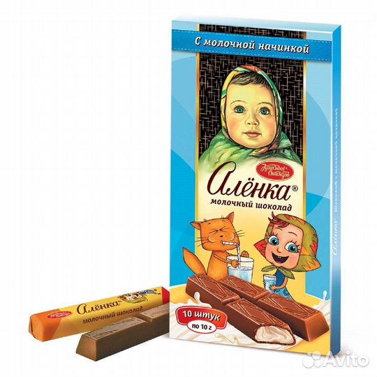 Шоколад Аленка с молочной начинкой в стиках 100г