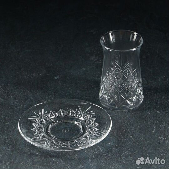 Набор чайный из стекла, 12 предметов: 6 стаканов 1