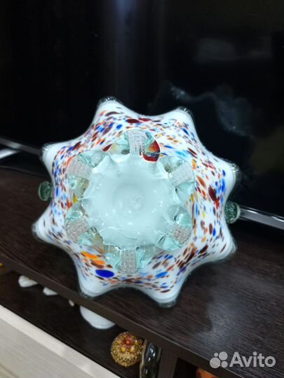 Ваза конфетница цветное стекло СССР