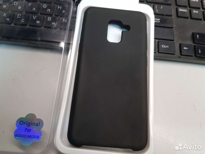Чехол Silicone Cover для Samsung A8 (2018) Black