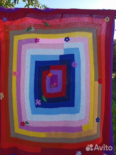 Плед покрывало вязаный спицами