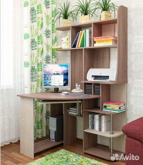 Стол письменный, компьютерный угловой с полками