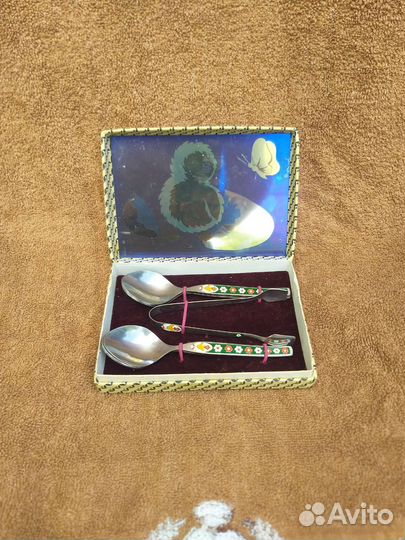 Набор чайных ложек, эмаль, нержавейка, СССР