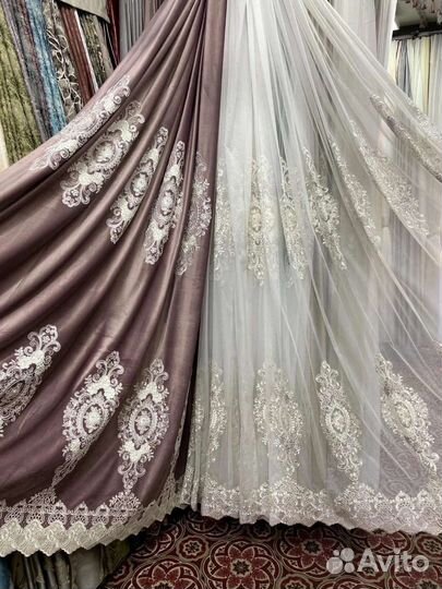 Шторы бархат велюр с вышивкой