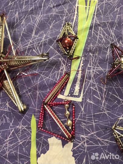 Звезда игрушки елочные стеклярус СССР