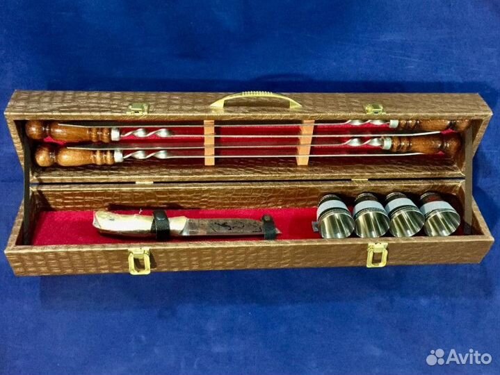 Набор шампуров кизлярский в коробке кож/зам