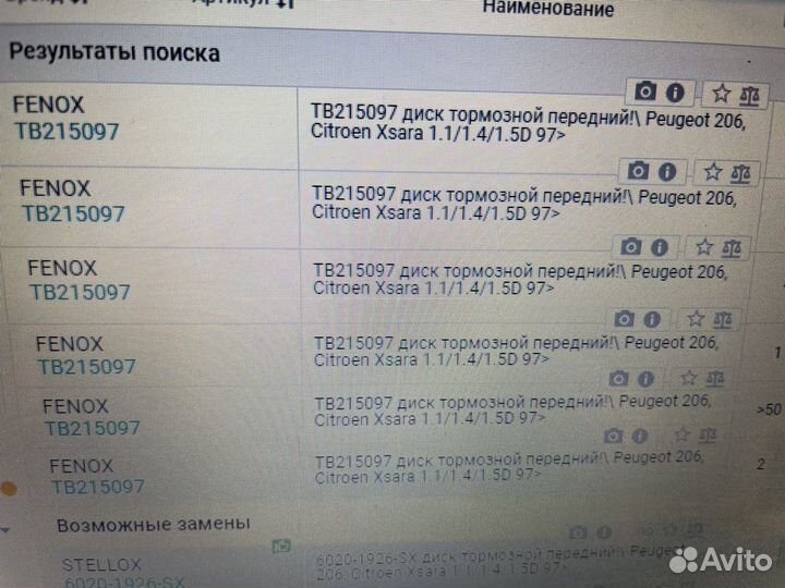 Тормозные диски передние. Peugeot 206