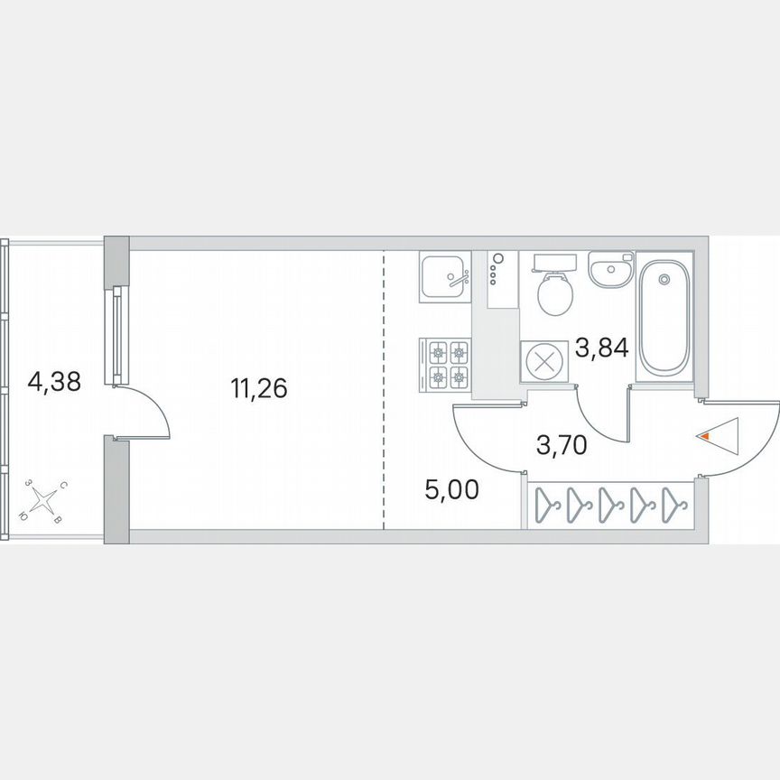 Квартира-студия, 25,1 м², 7/8 эт.