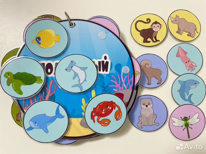 Развивающий альбом на липучках. Животные