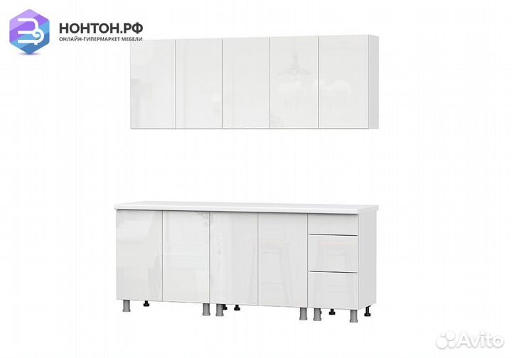 Кухня Модерн New 2.0 м белый / белый глянец бруно